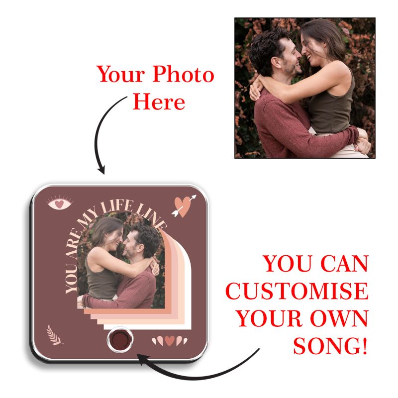Customisable Musical Fridge Magnet with Photo, Song and Audio Message, Romantic Gift for Couples, Him or Her Memorable Photo Frame Home Decor Rechargeable Speaker